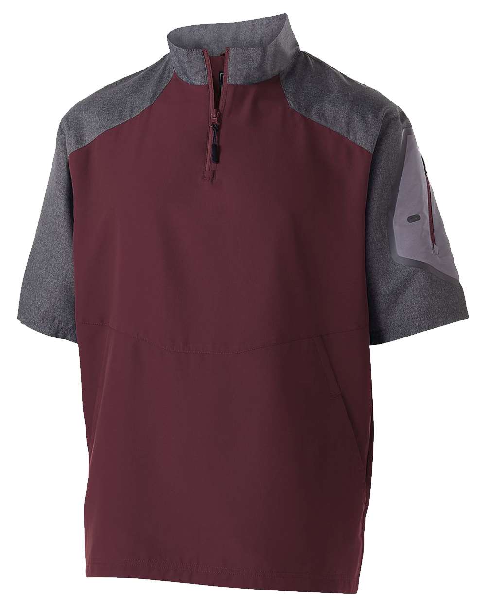 Holloway Unisex Raider Short Sleeve Quarter-Zip Pullover. 229545 - Carbon Print/ Maroon