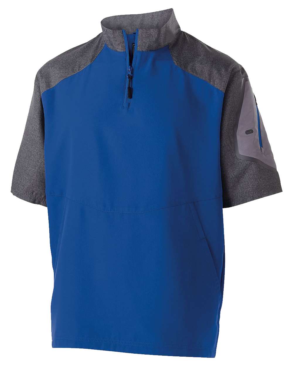 Holloway Unisex Raider Short Sleeve Quarter-Zip Pullover. 229545 - Carbon Print/ Royal
