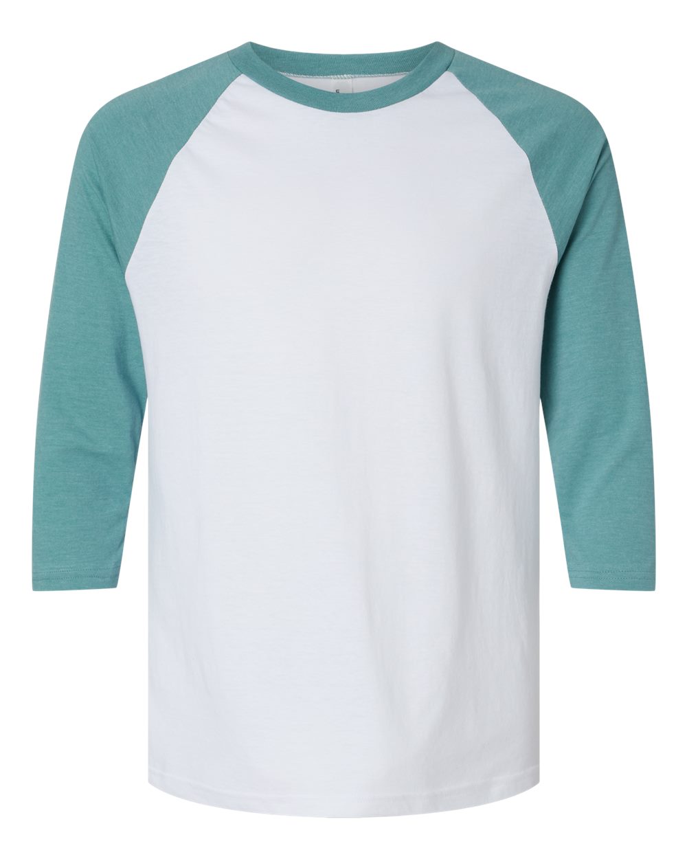 American Apparel Unisex CVC Raglan Tee. 2003CVC - White/Heather Arctic