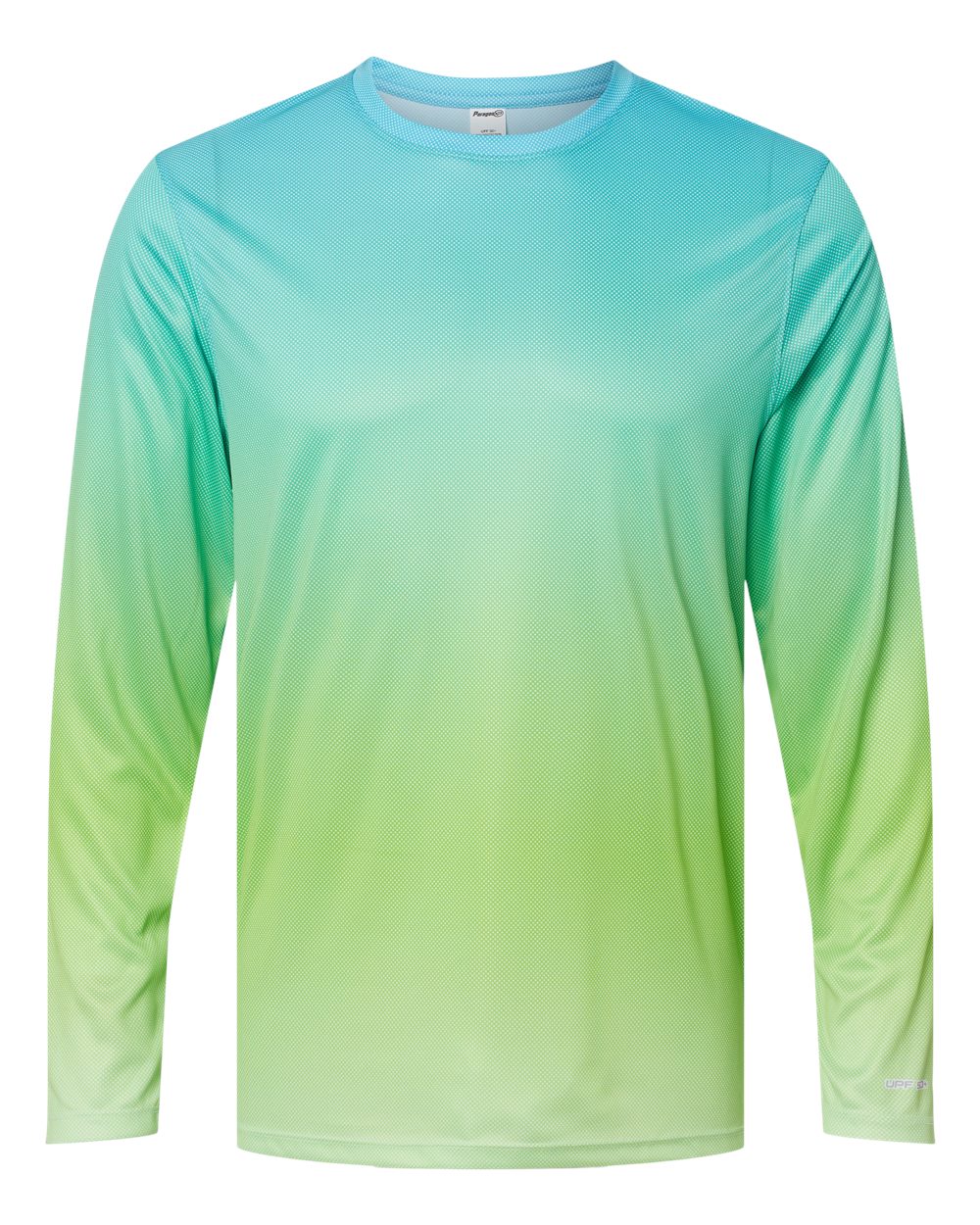 Paragon Unisex Barbados Performance Pin Dot Long Sleeve T-Shirt. 225 - Aqua Blue/ Light Lime