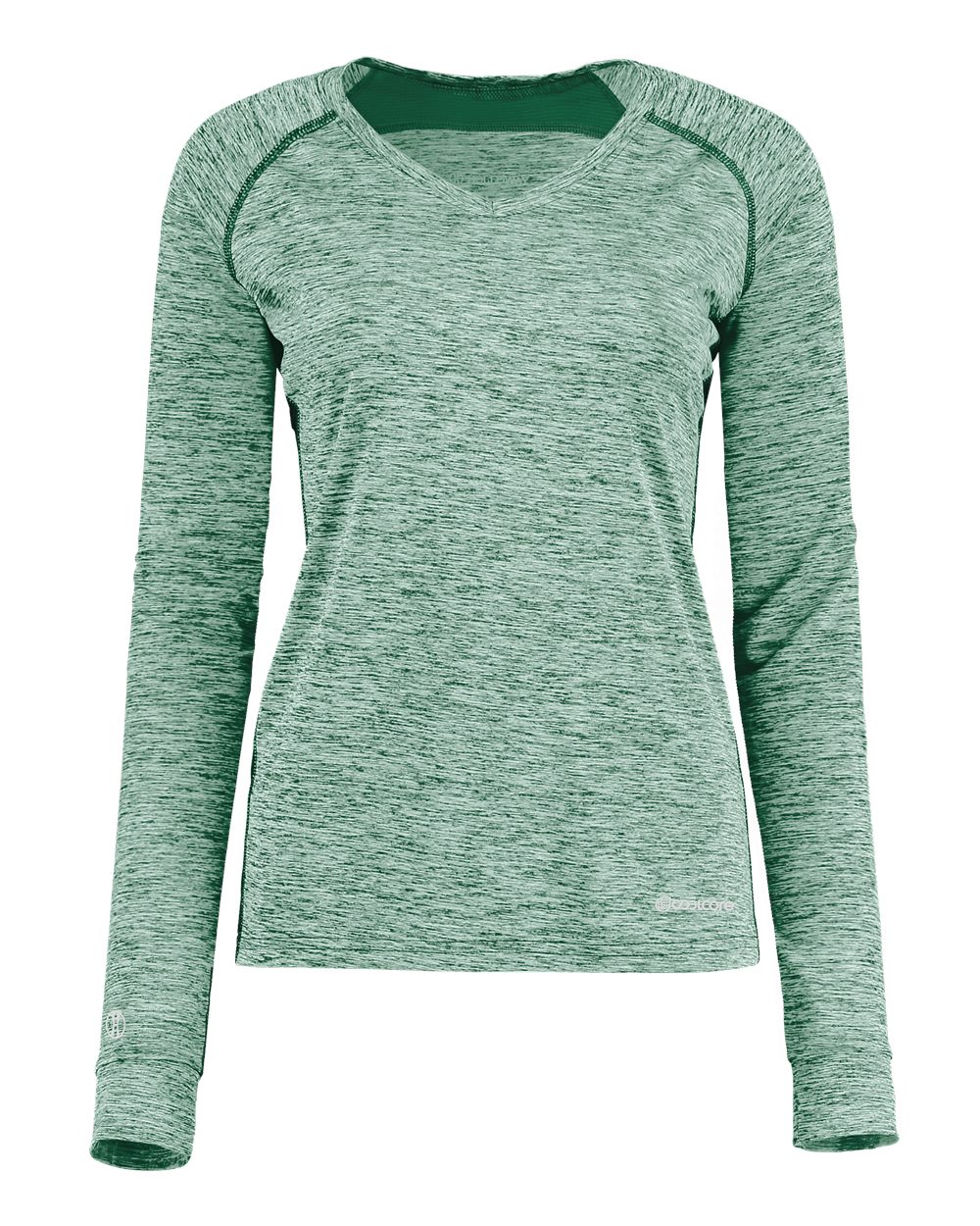 Holloway Women's Electrify CoolCore® Long Sleeve V-Neck T-Shirt. 222770 - Dark Green Heather