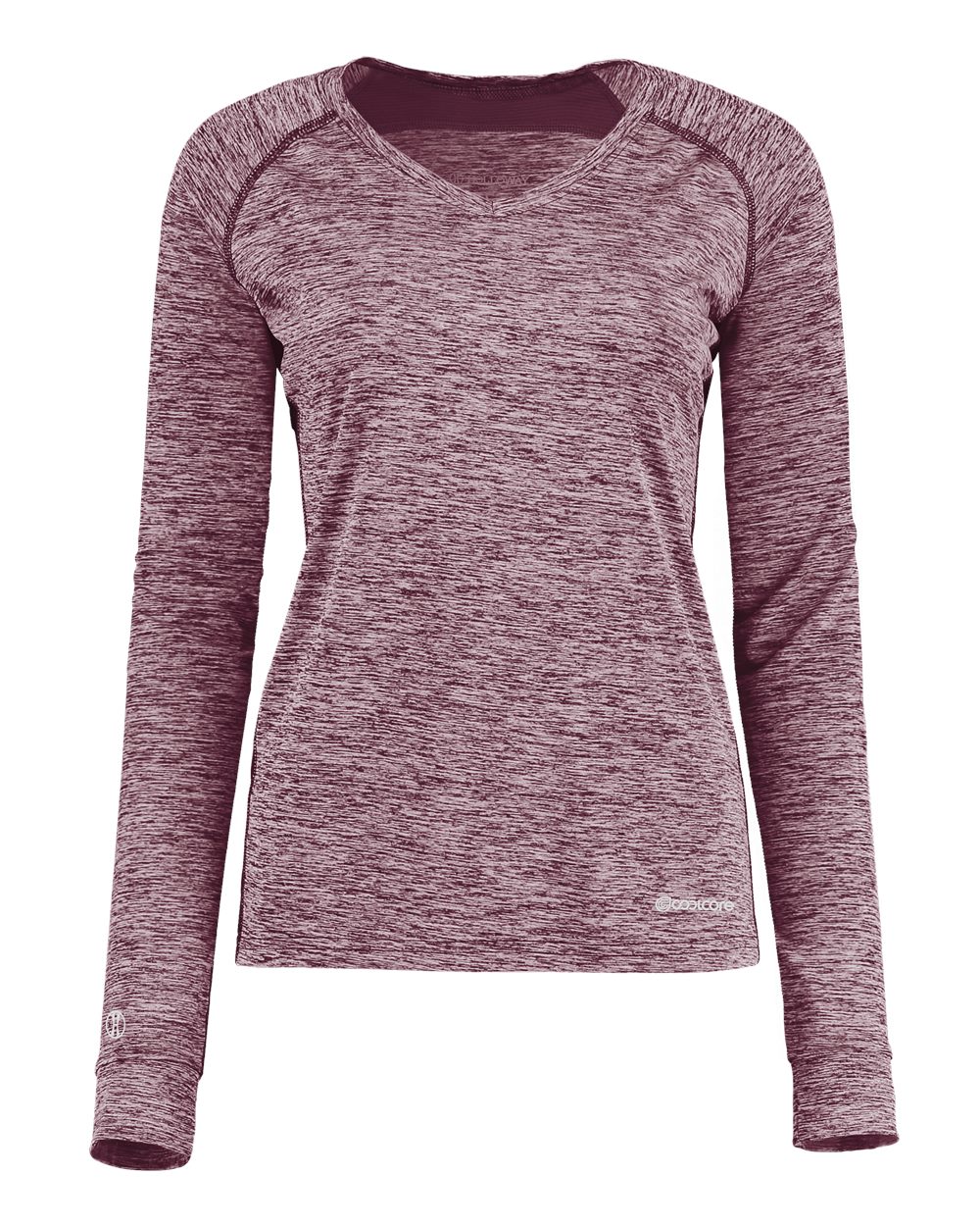 Holloway Women's Electrify CoolCore® Long Sleeve V-Neck T-Shirt. 222770 - Maroon Heather