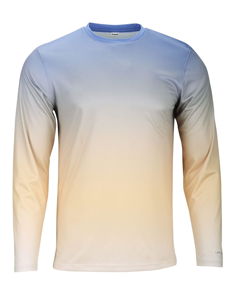 Paragon Unisex Barbados Performance Pin Dot Long Sleeve T-Shirt. 225 - Bimini Blue/ Peach