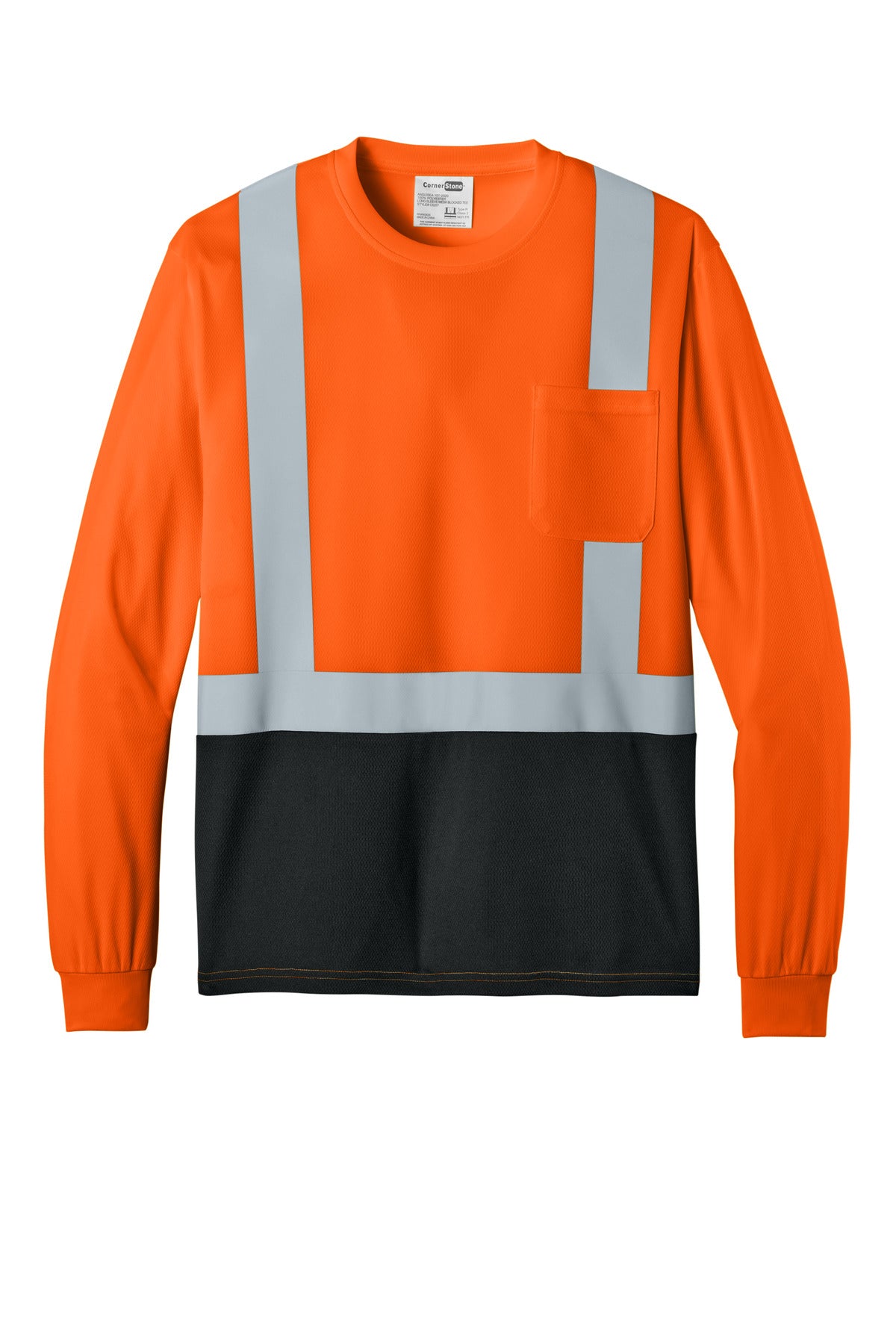 CornerStone® ANSI 107 Class 2 Long Sleeve Mesh Blocked Tee CS207 - hero