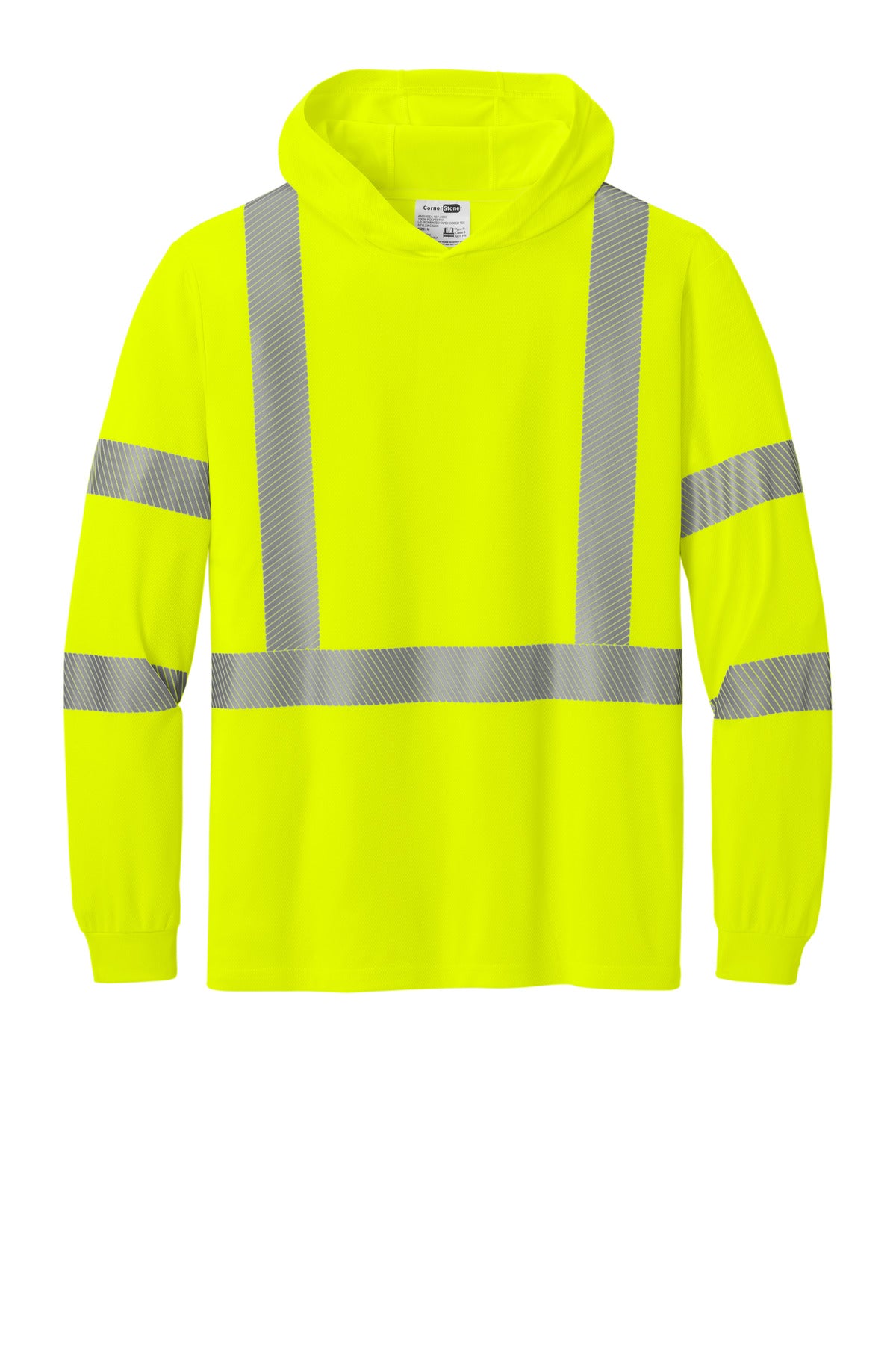 CornerStone® ANSI 107 Class 3 Long Sleeve Segmented Tape Hooded Tee CS208