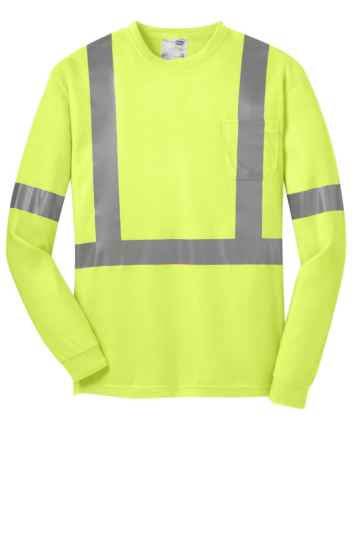 CornerStone® ANSI 107 Class 2 Long Sleeve Safety T-Shirt. CS401LS