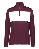 Holloway Women's Prism Bold Quarter-Zip Pullover. 222791 - Maroon/ White