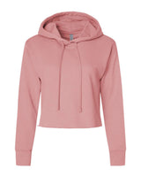 Next Level Women's Laguna Sueded Raw Edge Crop Hoodie Sweatshirt. 9384 - Desert Pink