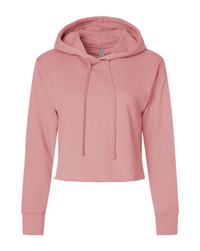 Next Level Women's Laguna Sueded Raw Edge Crop Hoodie Sweatshirt. 9384 - Desert Pink