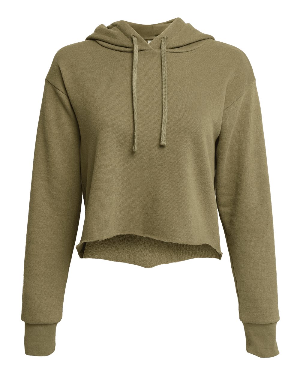 Next Level Women's Laguna Sueded Raw Edge Crop Hoodie Sweatshirt. 9384 - Military Green