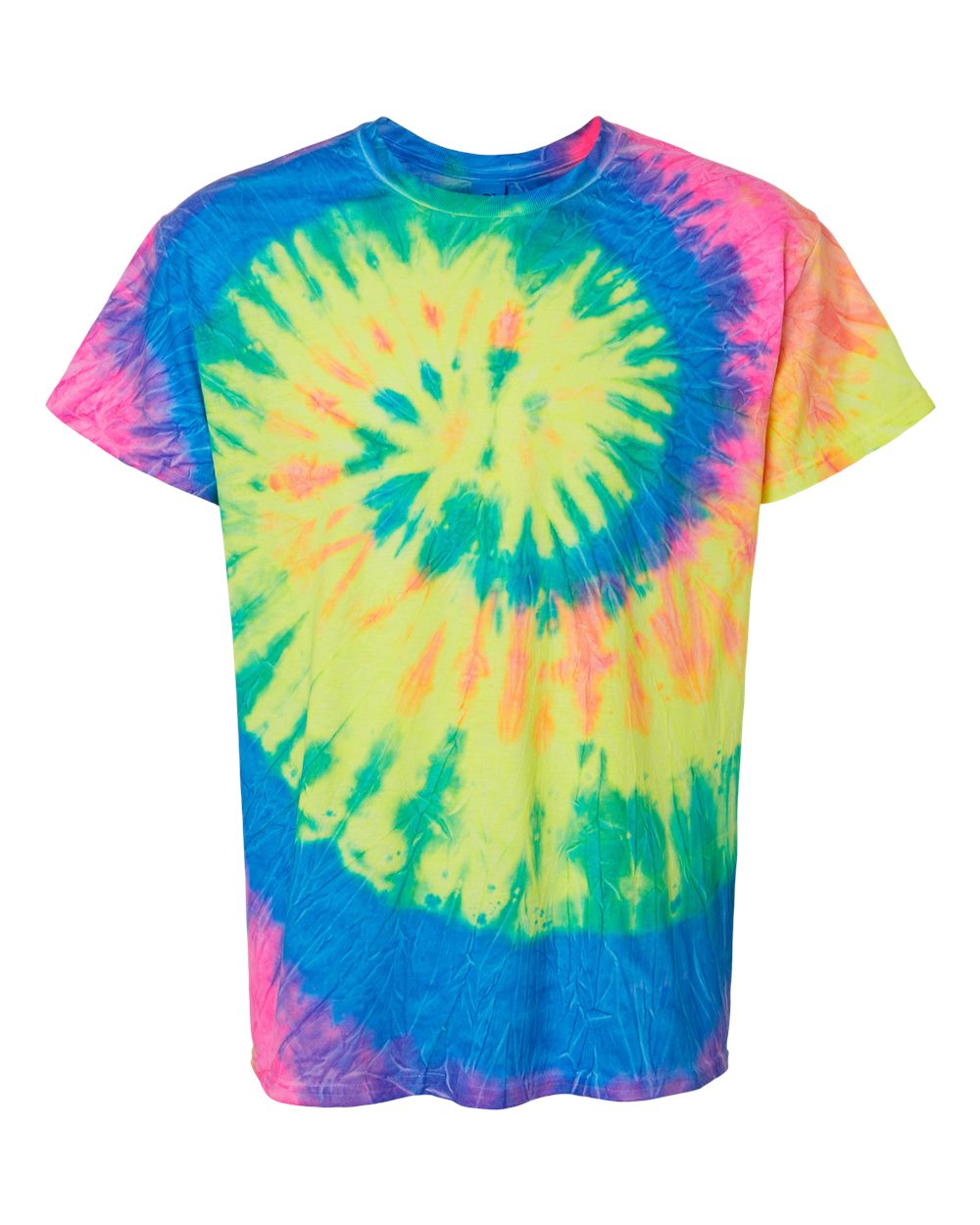 Colortone Unisex Multi-Color Tie-Dyed T-Shirt. 1000 - Neon Rainbow