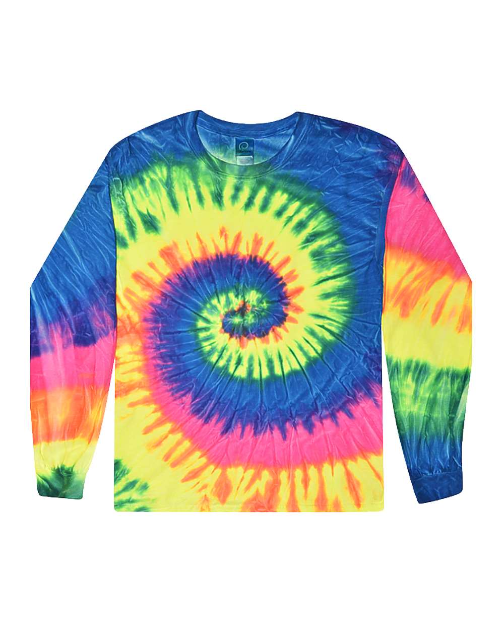 Colortone Unisex Tie-Dyed Long Sleeve T-Shirt. 2000 - Neon Rainbow