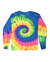 Colortone Unisex Tie-Dyed Long Sleeve T-Shirt. 2000 - Neon Rainbow