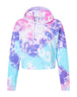 Colortone Women's Tie-Dyed Crop Hooded Sweatshirt. 8333 - Cotton Candy