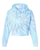 Colortone Women's Tie-Dyed Crop Hooded Sweatshirt. 8333 - Lagoon