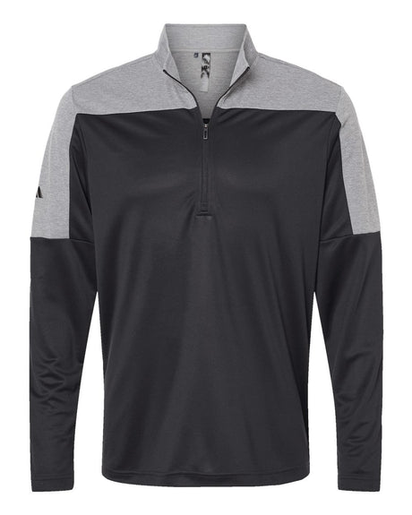 Adidas Men's Ultimate365 Lightweight Colorblocked Quarter-Zip Pullover. A552 - Black/ Grey Three Melange