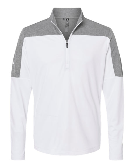 Adidas Men's Ultimate365 Lightweight Colorblocked Quarter-Zip Pullover. A552 - White/ Grey Three Melange