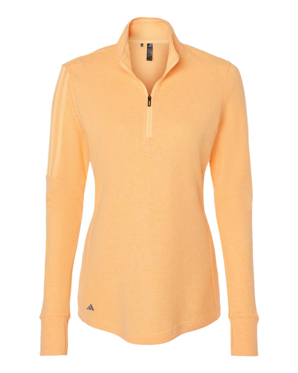 Adidas Women's 3-Stripes Quarter-Zip Sweater Pullover. A555 - Acid Orange Melange