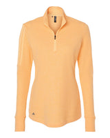 Adidas Women's 3-Stripes Quarter-Zip Sweater Pullover. A555 - Acid Orange Melange