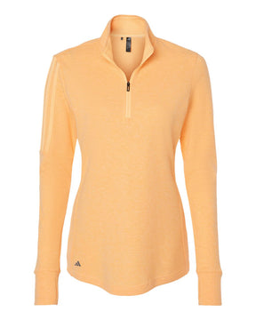 Adidas Women's 3-Stripes Quarter-Zip Sweater Pullover. A555 - Acid Orange Melange
