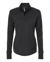 Adidas Women's 3-Stripes Quarter-Zip Sweater Pullover. A555 - Black Melange
