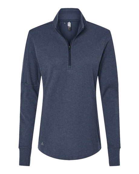 Adidas Women's 3-Stripes Quarter-Zip Sweater Pullover. A555 - Collegiate Navy Melange