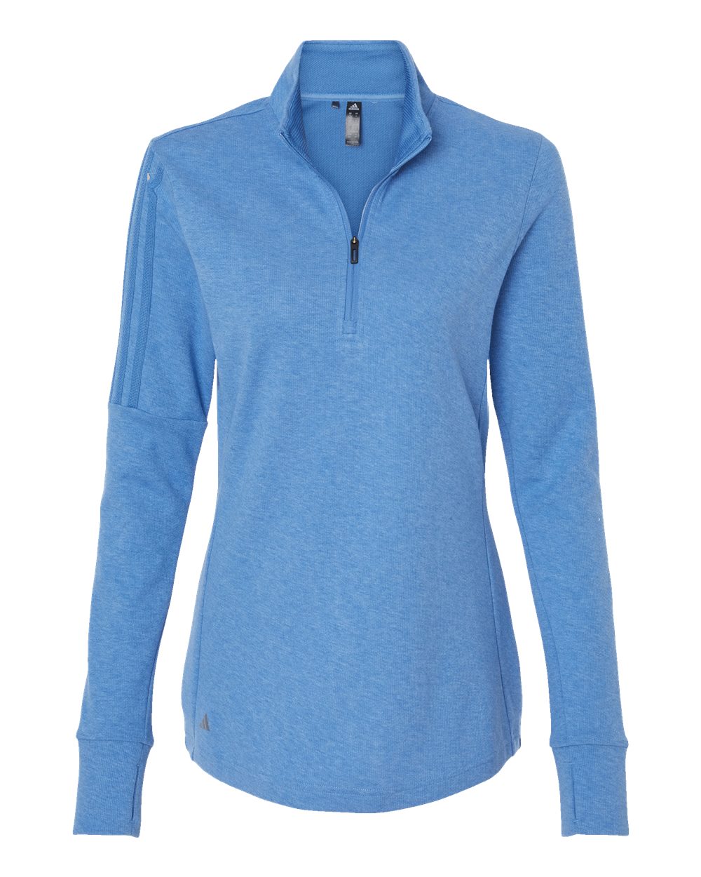 Adidas Women's 3-Stripes Quarter-Zip Sweater Pullover. A555 - Focus Blue Melange
