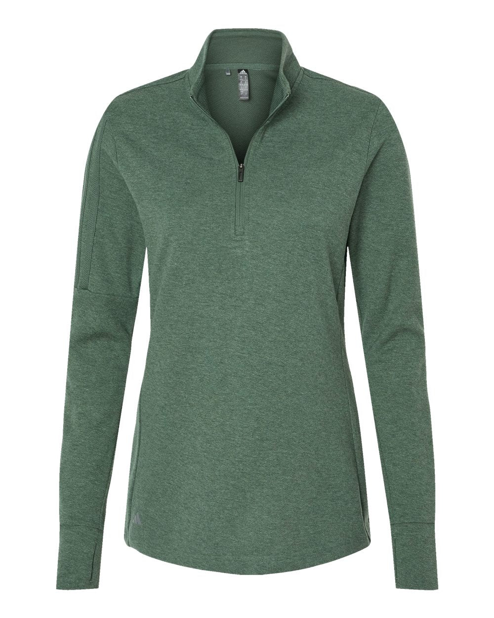 Adidas Women's 3-Stripes Quarter-Zip Sweater Pullover. A555 - Green Oxide Melange