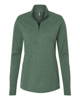 Adidas Women's 3-Stripes Quarter-Zip Sweater Pullover. A555 - Green Oxide Melange