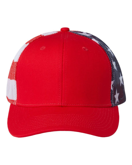 Kati Printed Mesh Trucker Cap. S700M - Red/ USA Flag
