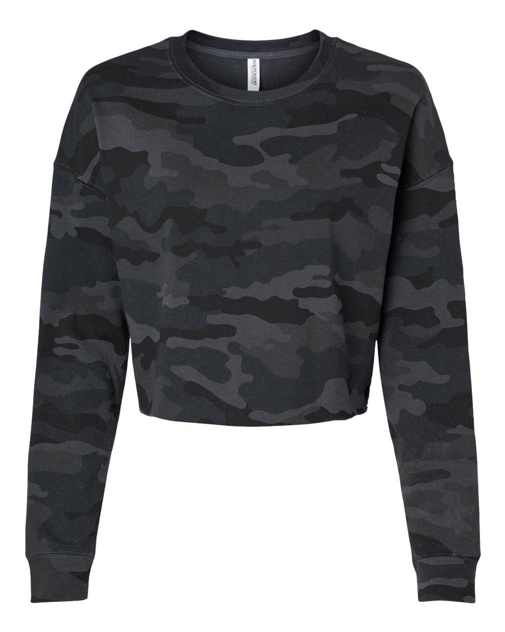 Independent Trading Co. Women's Lightweight Crop Crewneck Sweatshirt. AFX24CRP - Black Camo