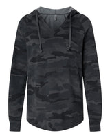 Independent Trading Co. Women’s Lightweight California Wave Wash Hooded Sweatshirt. PRM2500 - Black Camo Heather