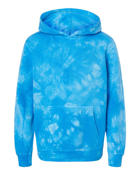 Independent Trading Co. Youth Midweight Tie-Dyed Hooded Sweatshirt. PRM1500TD - Tie Dye Aqua Blue