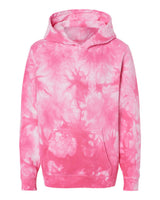 Independent Trading Co. Youth Midweight Tie-Dyed Hooded Sweatshirt. PRM1500TD - Tie Dye Pink