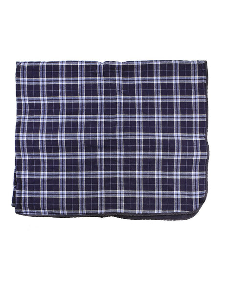Boxercraft Flannel Blanket. FB250 - Navy/ Silver Plaid