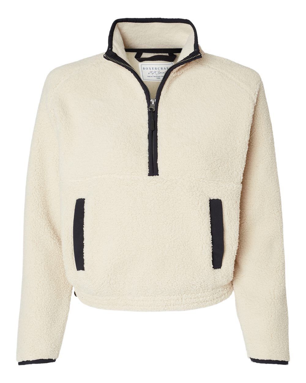 Boxercraft Women's Everest Half-Zip Pullover. BW8501 - Natural/ Black