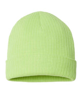 Atlantis Headwear Sustainable Rib Cuffed Beanie. RIO - Acid Green