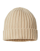 Atlantis Headwear Sustainable Cable Knit Cuffed Beanie. SHORE - Light Beige