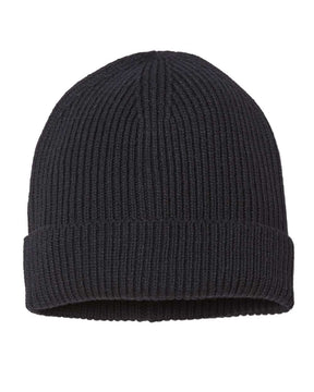 Atlantis Headwear Sustainable Fine Rib Cuffed Beanie. ANDY - Black