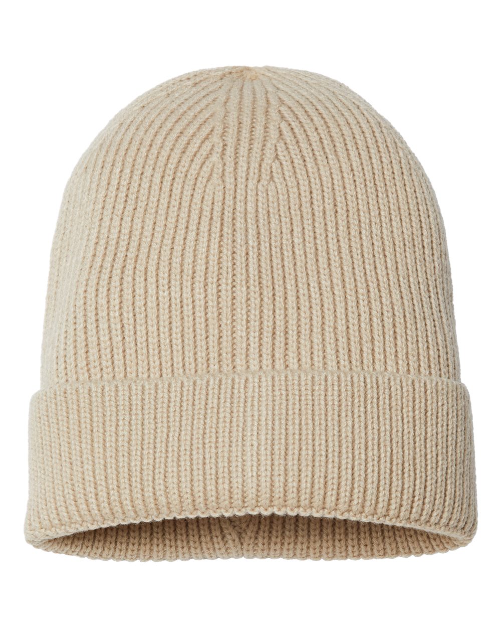 Atlantis Headwear Sustainable Fine Rib Cuffed Beanie. ANDY - Light Beige