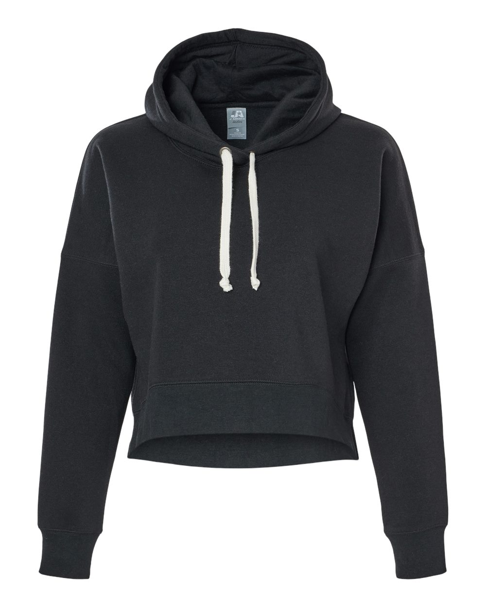 J. America Women's Crop Hooded Sweatshirt. 8853 - Black Solid