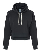 J. America Women's Crop Hooded Sweatshirt. 8853 - Black Solid