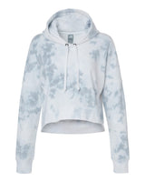 J. America Women's Crop Hooded Sweatshirt. 8853 - Grey Tie Dye