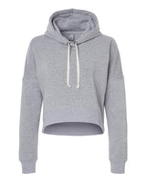 J. America Women's Crop Hooded Sweatshirt. 8853 - Grey Triblend