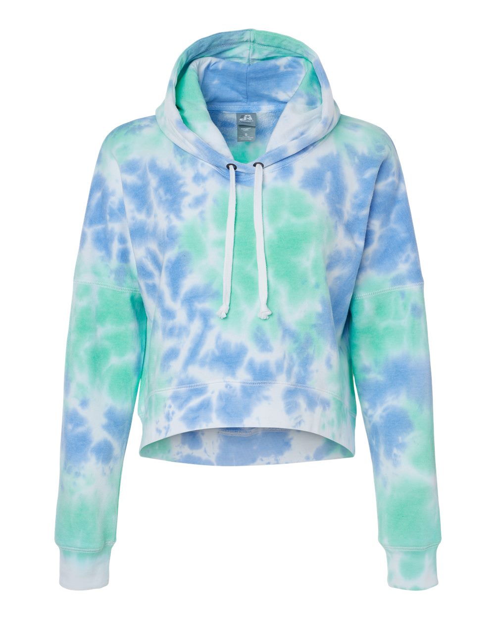 J. America Women's Crop Hooded Sweatshirt. 8853 - Lagoon Tie Dye