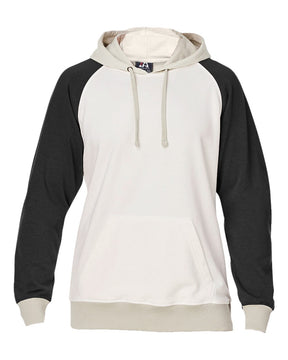 J. America Unisex Vintage Tricolor Hooded Sweatshirt. 8886 - Antique White/ Black