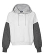 MV Sport Women's Sueded Fleece Colorblocked Crop Hooded Sweatshirt. W23716 - Charcoal