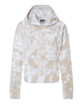 MV Sport Women's Sueded Fleece Tie-Dyed Crop Hooded Sweatshirt. W23718 - Atmosphere