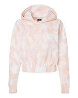 MV Sport Women's Sueded Fleece Tie-Dyed Crop Hooded Sweatshirt. W23718 - Cameo Pink