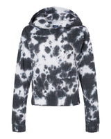 MV Sport Women's Sueded Fleece Tie-Dyed Crop Hooded Sweatshirt. W23718 - Charcoal